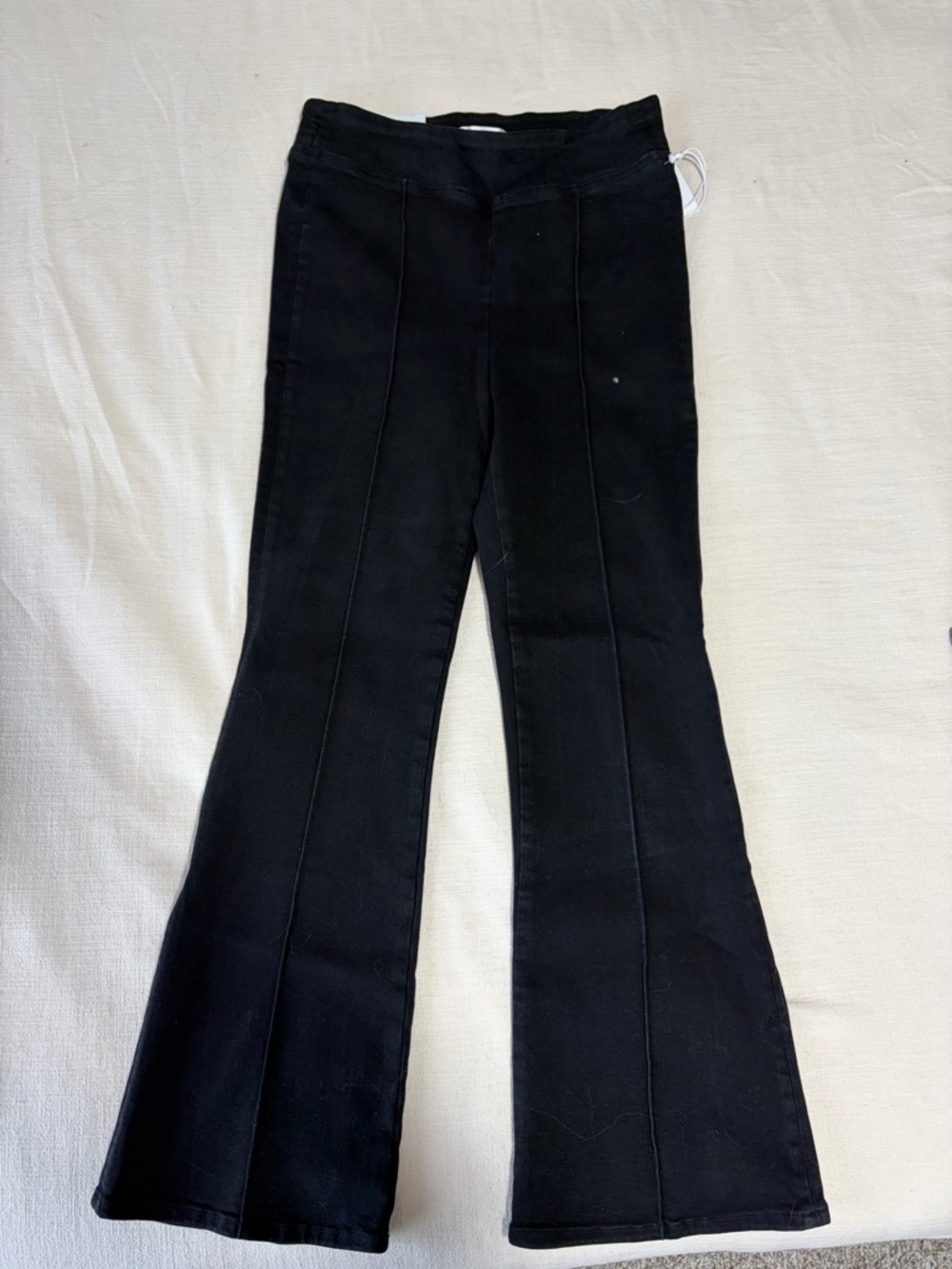 Frame Black Flared Front-Seam Pants